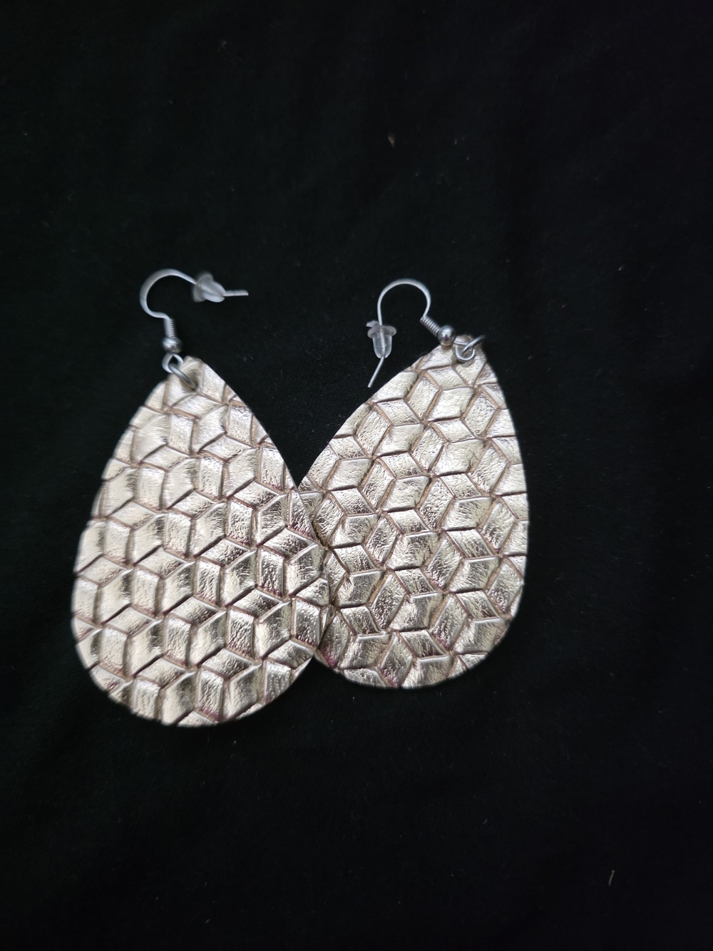 Gold Textured Teardrop Earrings - Women Jewelry